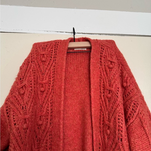 Anthropologie Nuria Textured Coral Cardigan - Picture 2 of 7